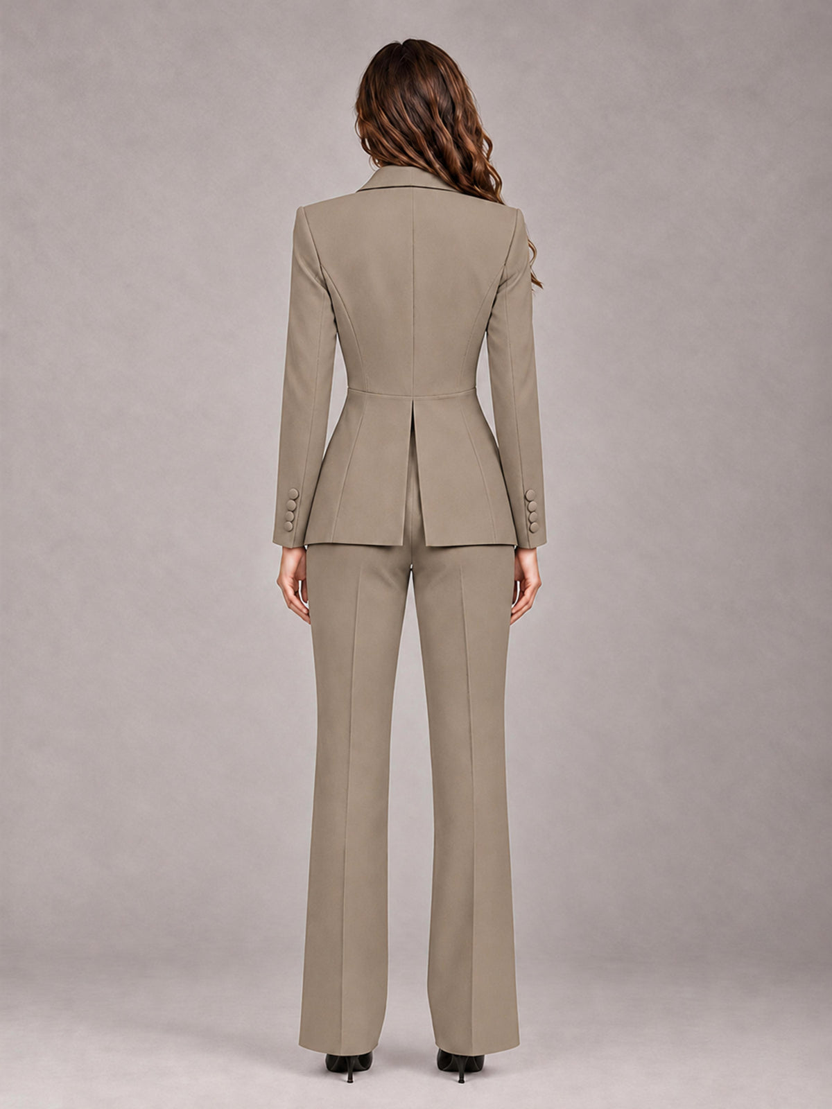 Taupe 2 Pieces Tailored Fit Blazer and Pants Women's Suits