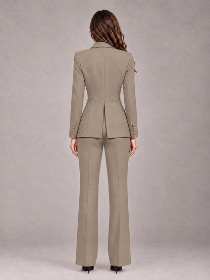 Taupe 2 Pieces Tailored Fit Blazer and Pants Women's Suits