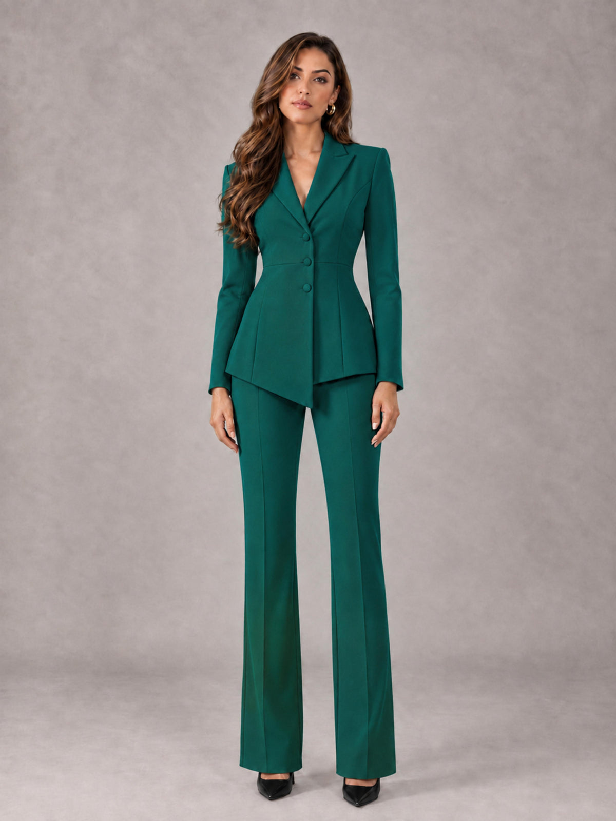 Teal 2 Pieces Tailored Fit Blazer and Pants Women's Suits