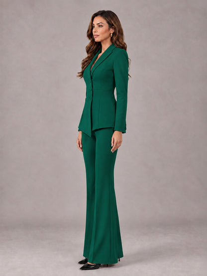 Teal 2 Pieces Tailored Fit Blazer and Pants Women's Suits