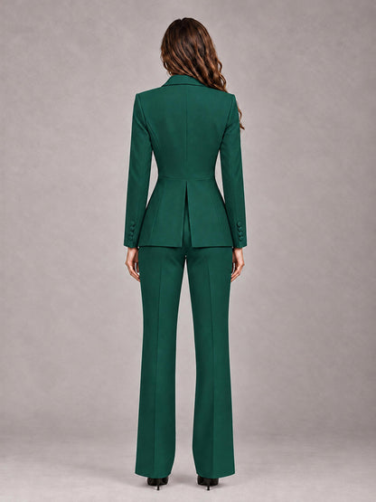 Teal 2 Pieces Tailored Fit Blazer and Pants Women's Suits