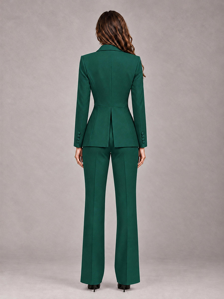 Teal 2 Pieces Tailored Fit Blazer and Pants Women's Suits