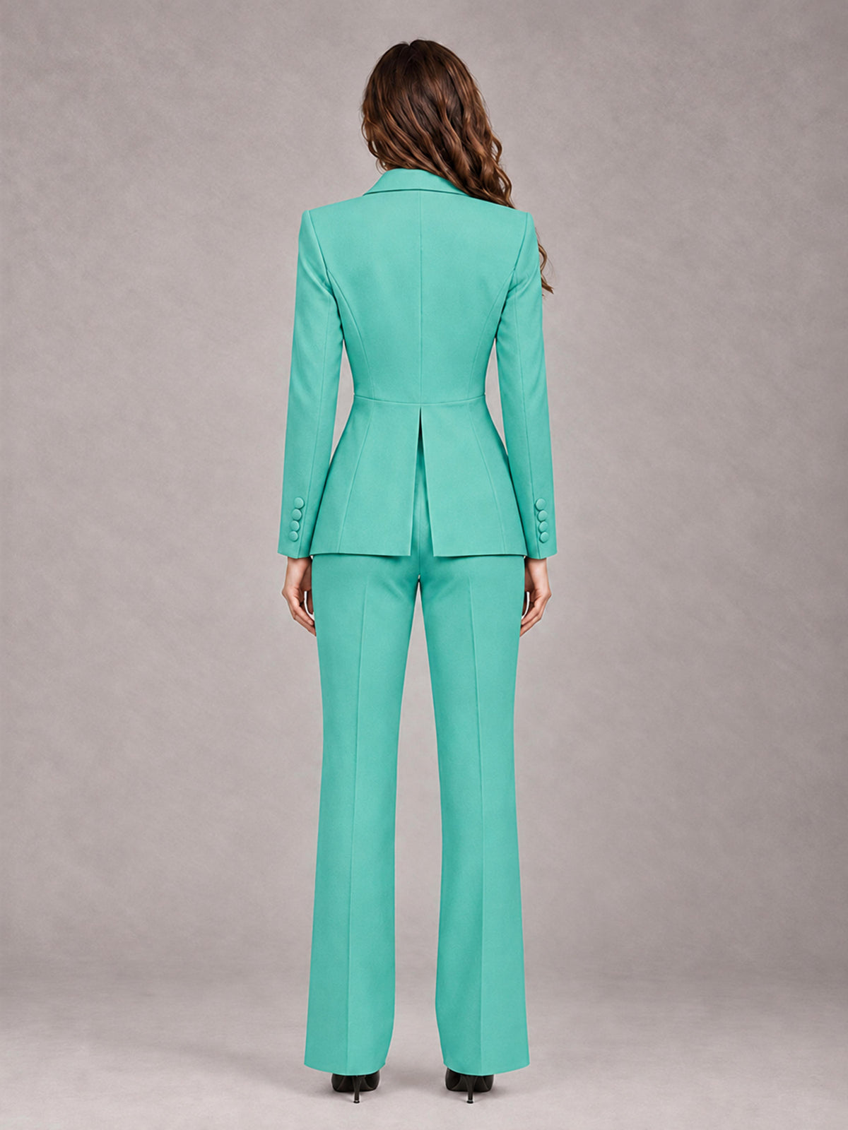 Turquoise 2 Pieces Tailored Fit Blazer and Pants Women's Suits
