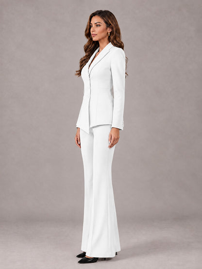 White 2 Pieces Tailored Fit Blazer and Pants Women's Suits