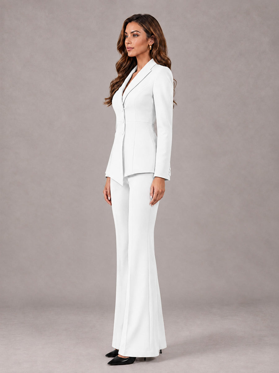 White 2 Pieces Tailored Fit Blazer and Pants Women's Suits