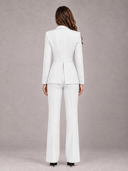 White 2 Pieces Tailored Fit Blazer and Pants Women's Suits