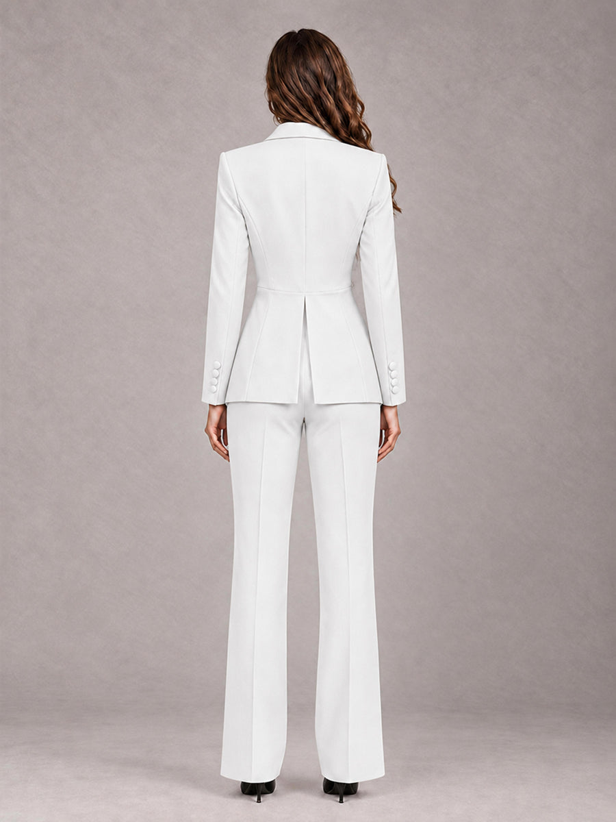 White 2 Pieces Tailored Fit Blazer and Pants Women's Suits