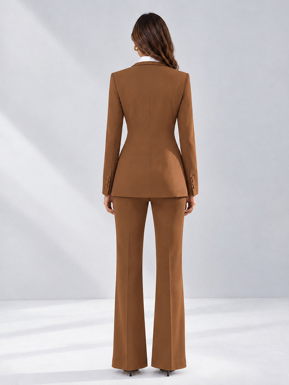 Burnt Orange 2 Pieces Tailored Fit Contrast Finishes Women's Suits