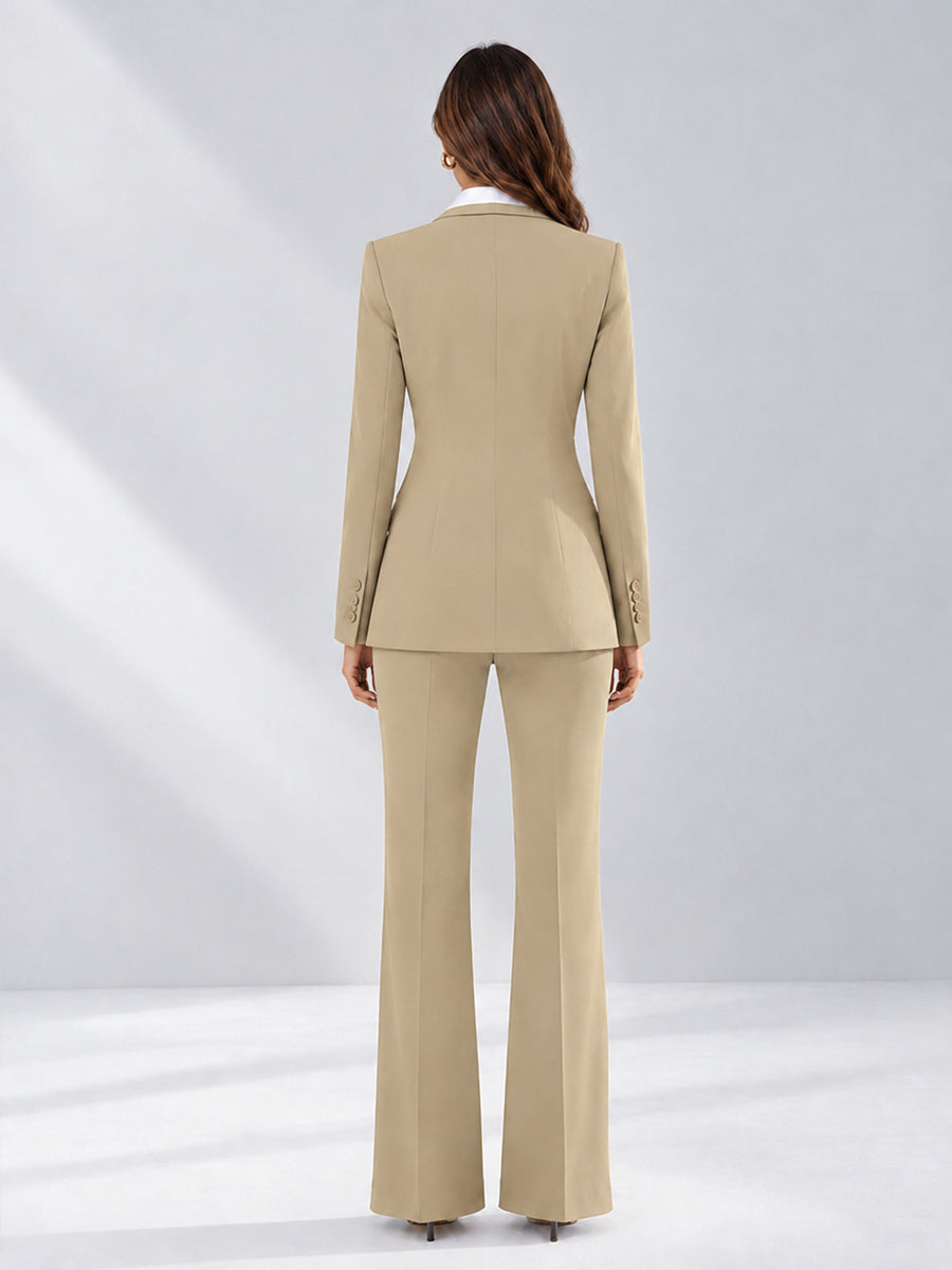 Champagne 2 Pieces Tailored Fit Contrast Finishes Women's Suits