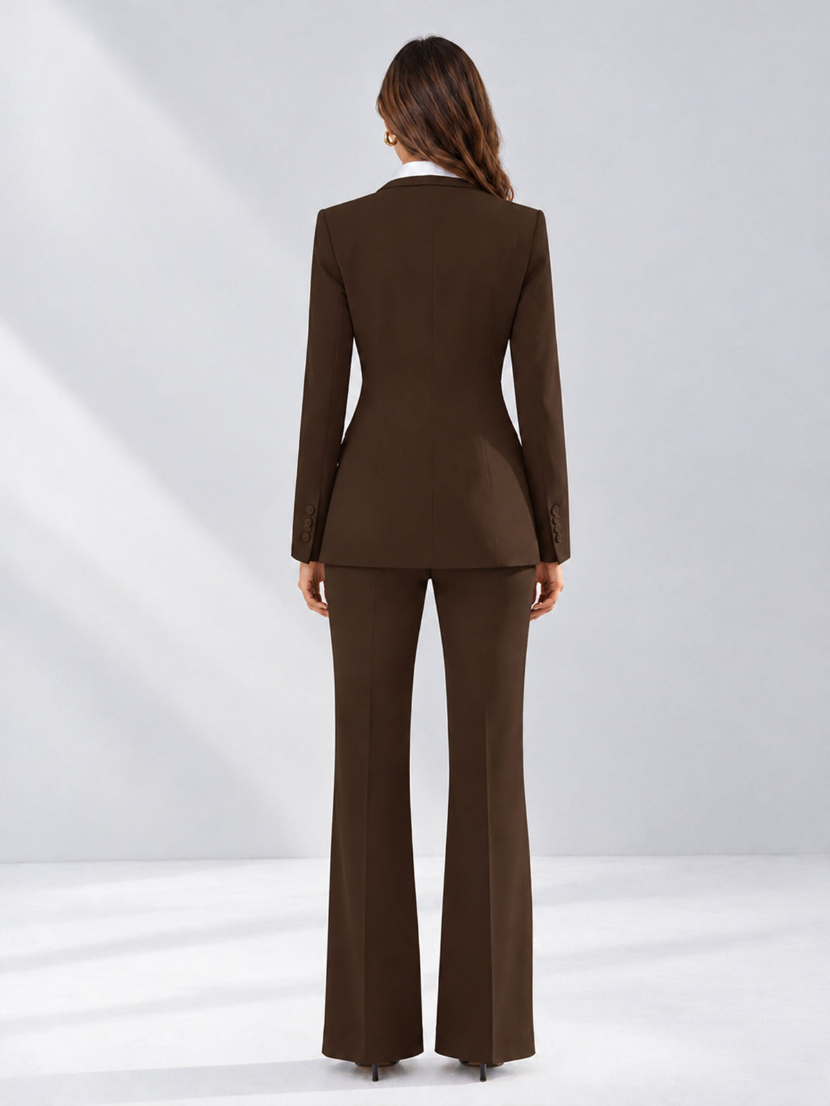 Chocolate 2 Pieces Tailored Fit Contrast Finishes Women's Suits