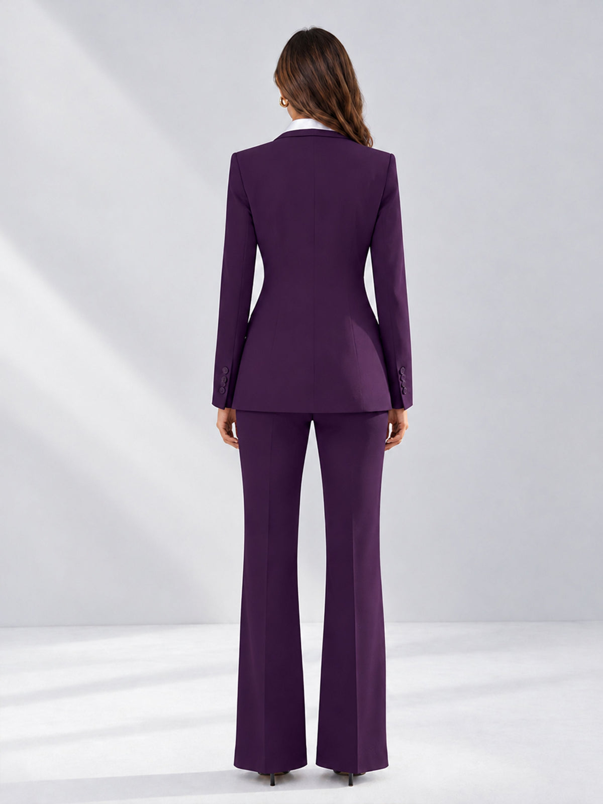 Dark Purple 2 Pieces Tailored Fit Contrast Finishes Women's Suits