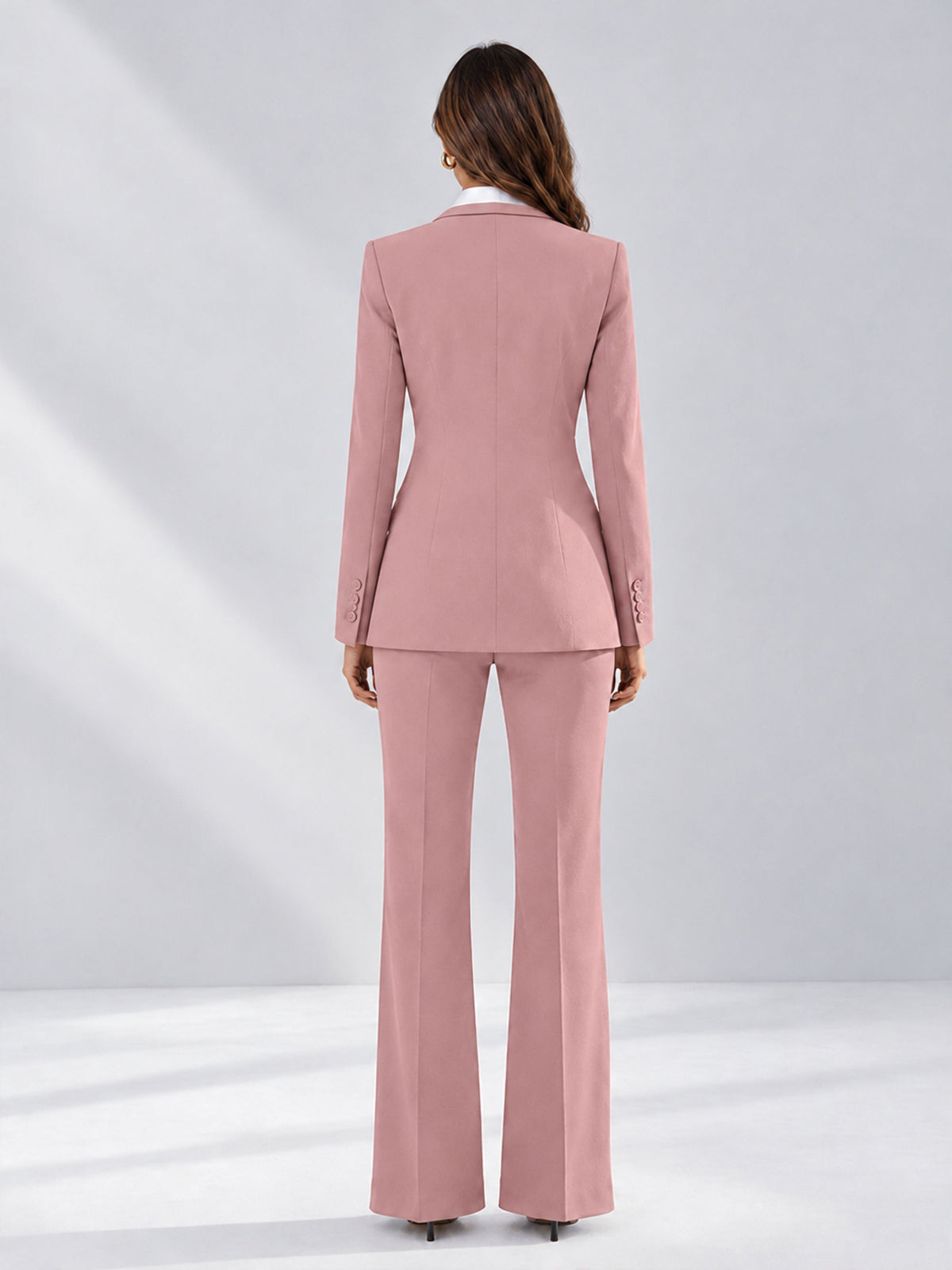 Dusty Rose 2 Pieces Tailored Fit Contrast Finishes Women's Suits