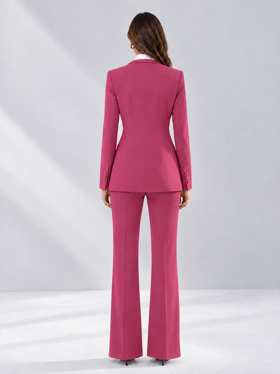 Hot Pink 2 Pieces Tailored Fit Contrast Finishes Women's Suits