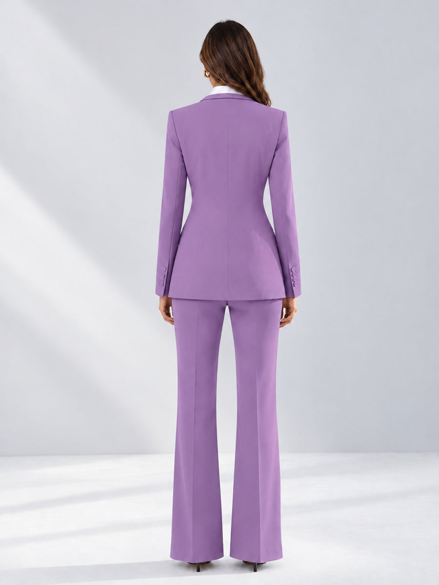 Lilac 2 Pieces Tailored Fit Contrast Finishes Women's Suits