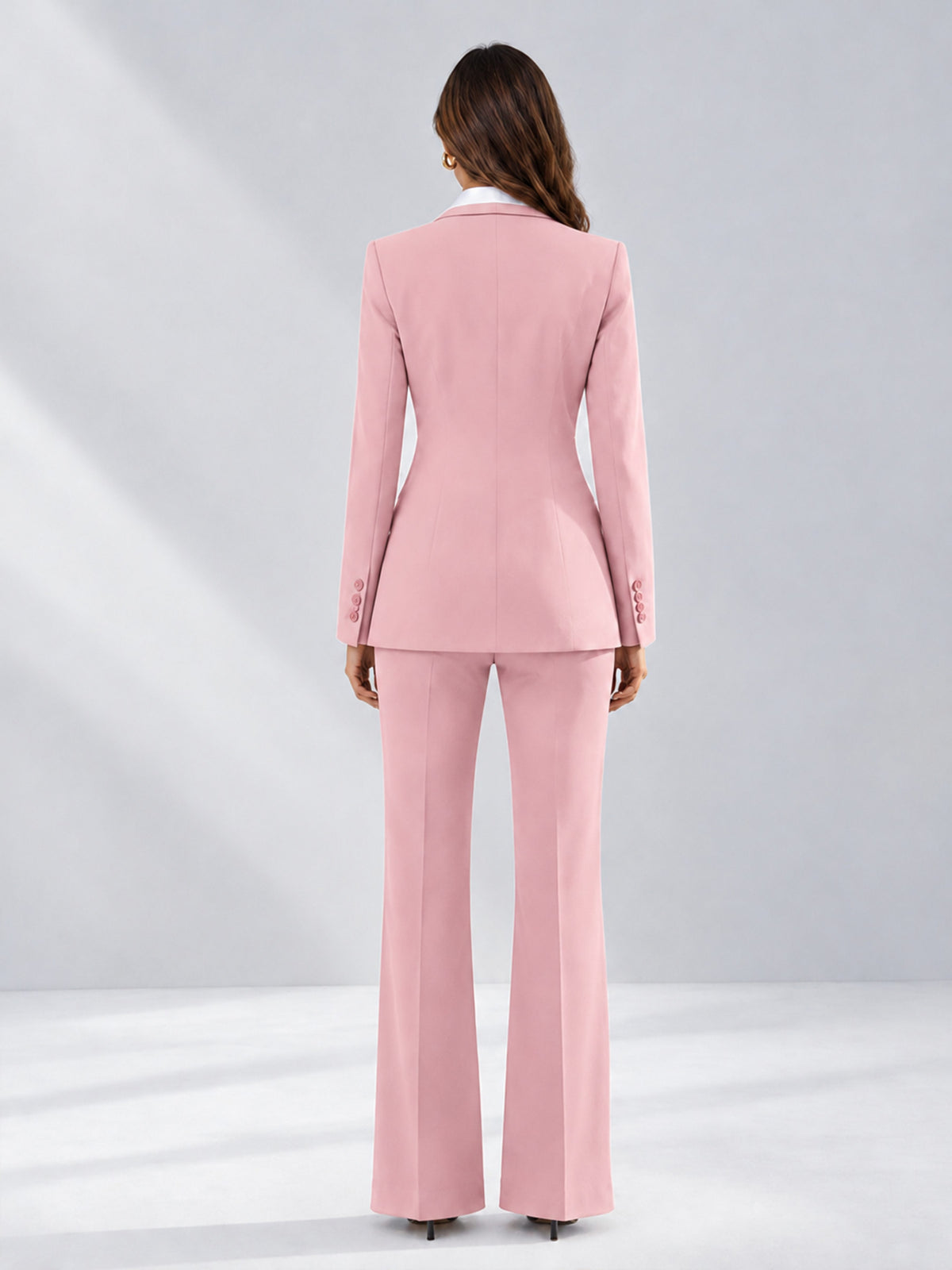 Pink 2 Pieces Tailored Fit Contrast Finishes Women's Suits