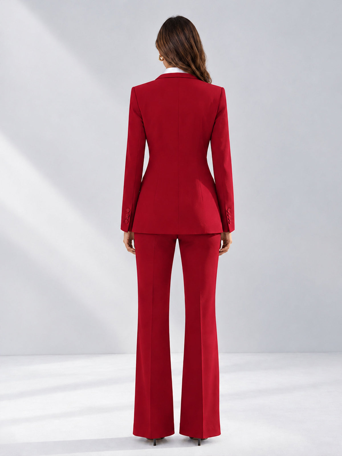 Red 2 Pieces Tailored Fit Contrast Finishes Women's Suits