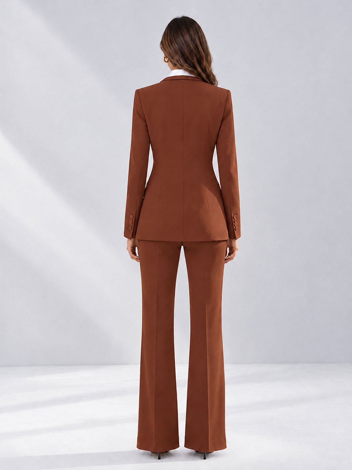 Rust 2 Pieces Tailored Fit Contrast Finishes Women's Suits