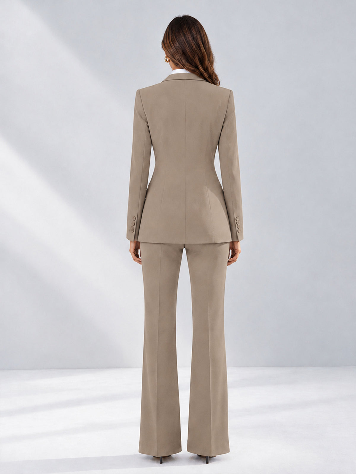 Taupe 2 Pieces Tailored Fit Contrast Finishes Women's Suits