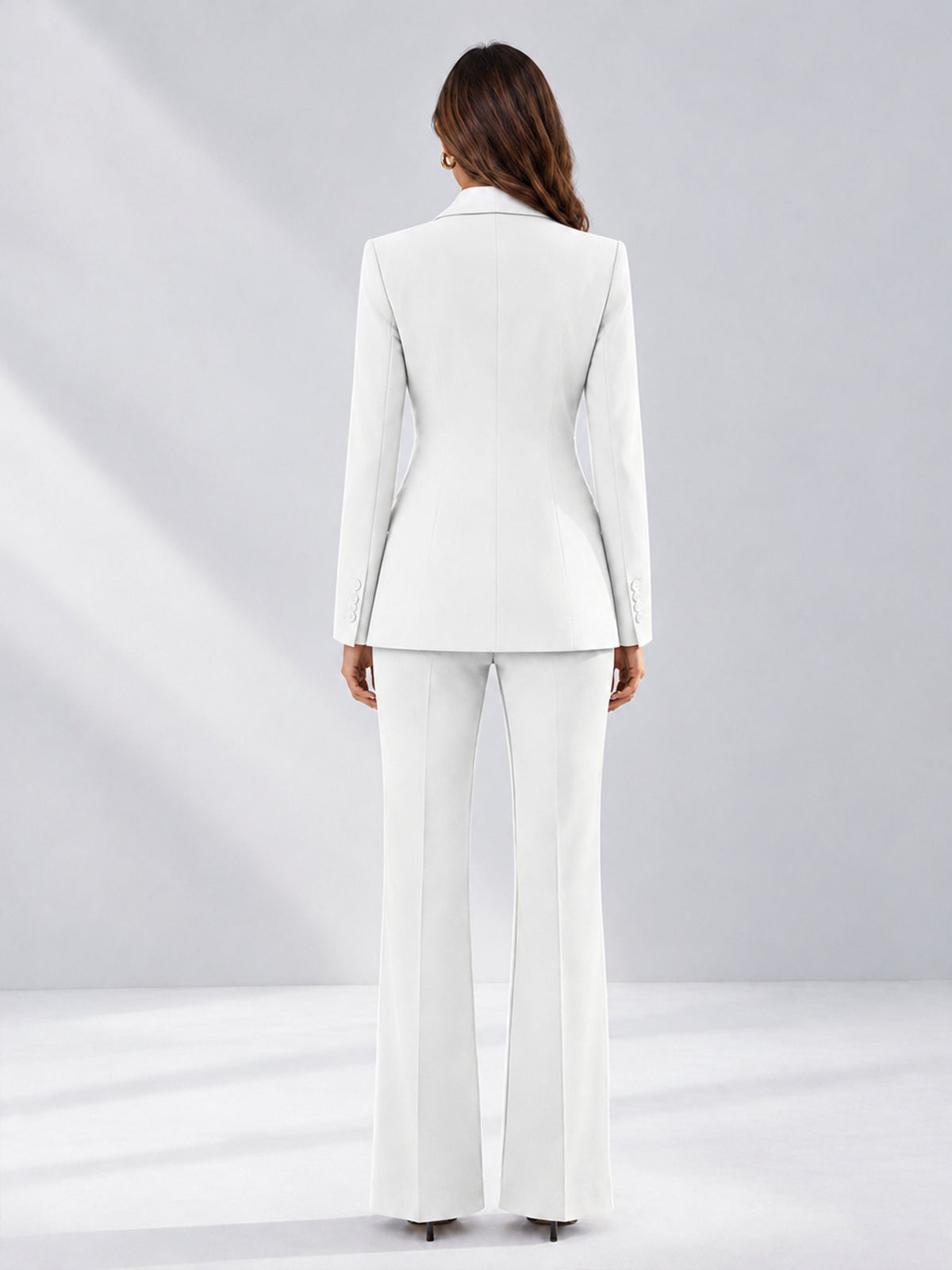White 2 Pieces Tailored Fit Contrast Finishes Women's Suits