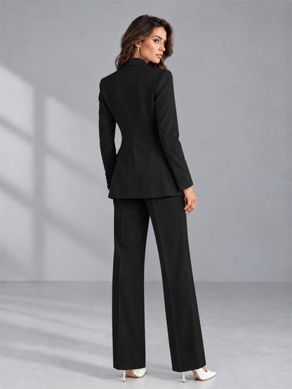 Black 2 Pieces Tailored Fit Double Breasted Women's Suits