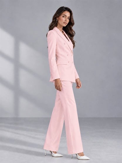 Blush Pink 2 Pieces Tailored Fit Double Breasted Women's Suits