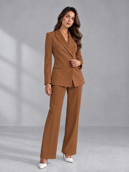 Burnt Orange 2 Pieces Tailored Fit Double Breasted Women's Suits