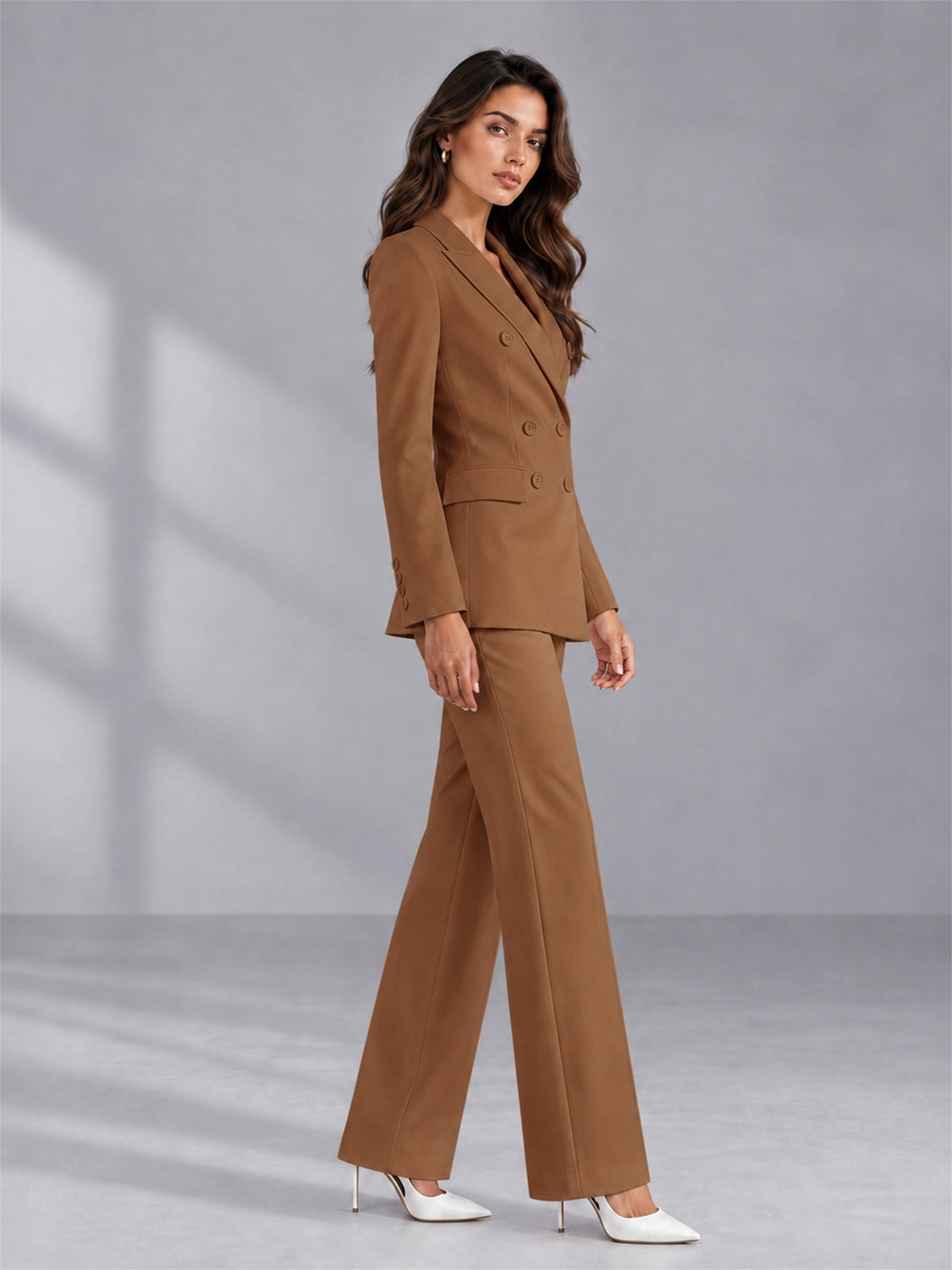 Burnt Orange 2 Pieces Tailored Fit Double Breasted Women's Suits