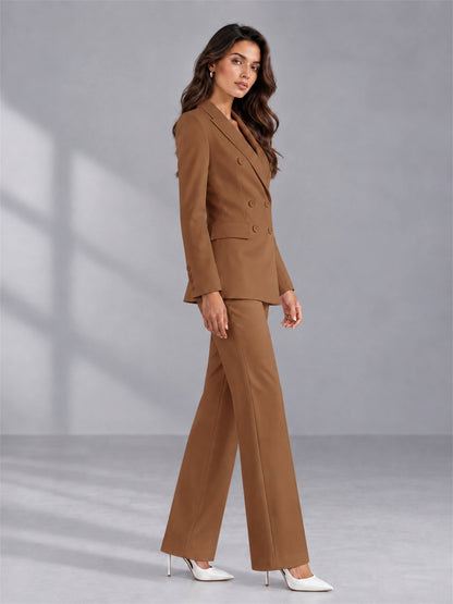 Burnt Orange 2 Pieces Tailored Fit Double Breasted Women's Suits