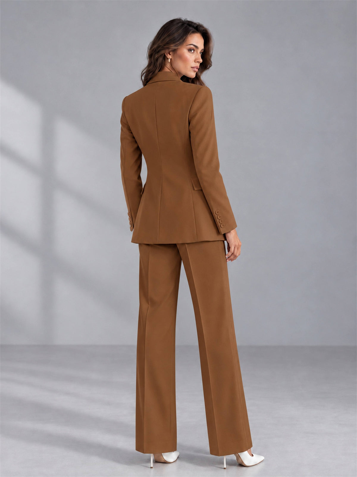 Burnt Orange 2 Pieces Tailored Fit Double Breasted Women's Suits