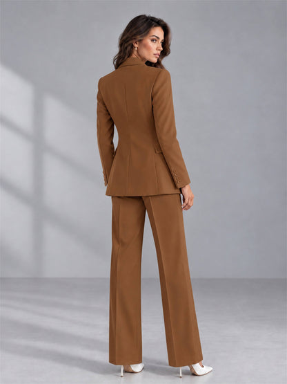 Burnt Orange 2 Pieces Tailored Fit Double Breasted Women's Suits