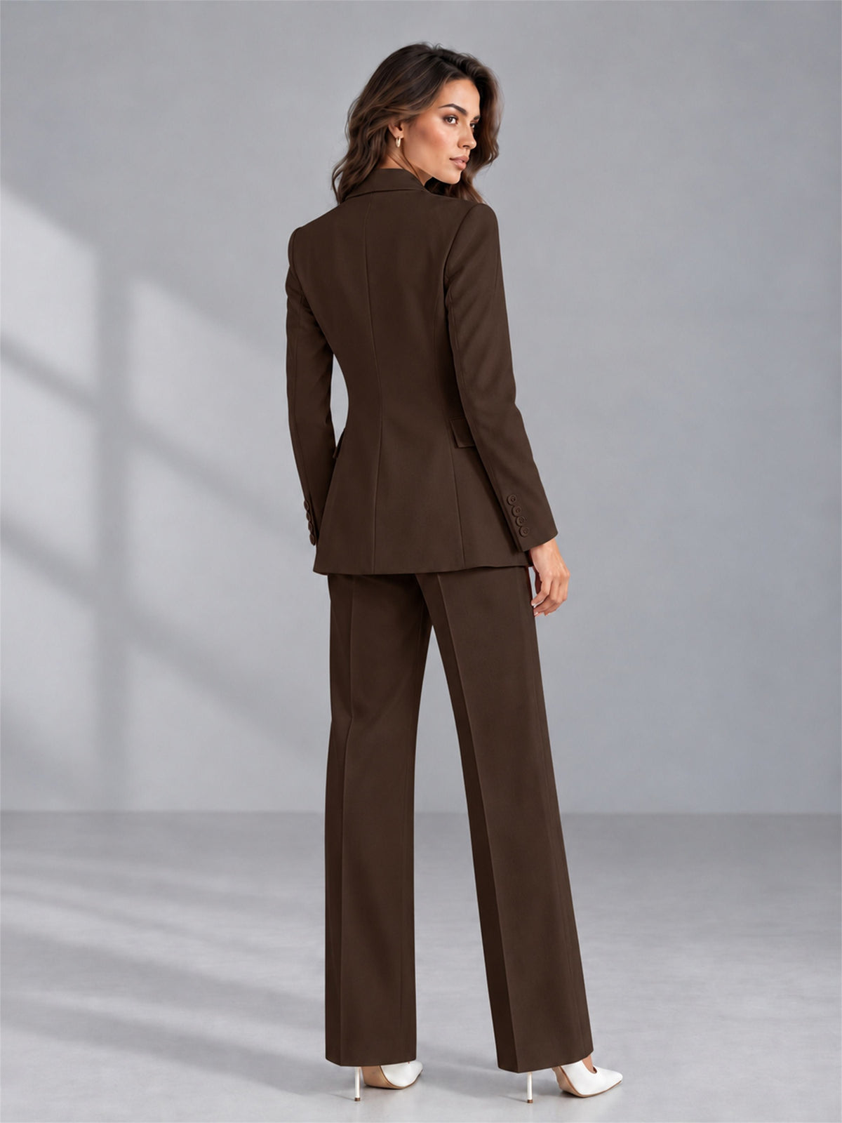 Chocolate 2 Pieces Tailored Fit Double Breasted Women's Suits