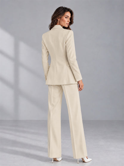 Cream 2 Pieces Tailored Fit Double Breasted Women's Suits