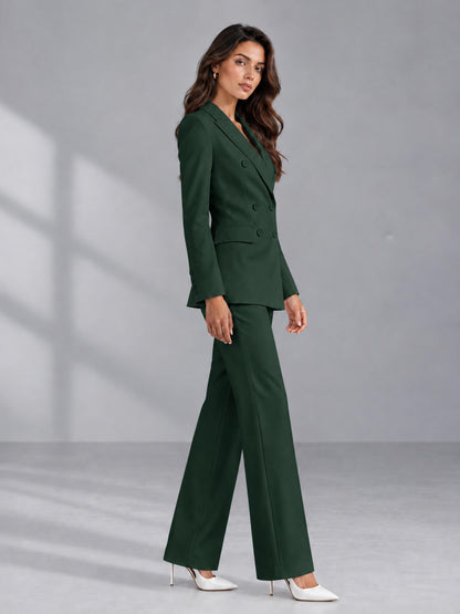 Dark Green 2 Pieces Tailored Fit Double Breasted Women's Suits