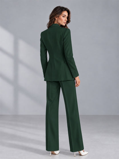 Dark Green 2 Pieces Tailored Fit Double Breasted Women's Suits
