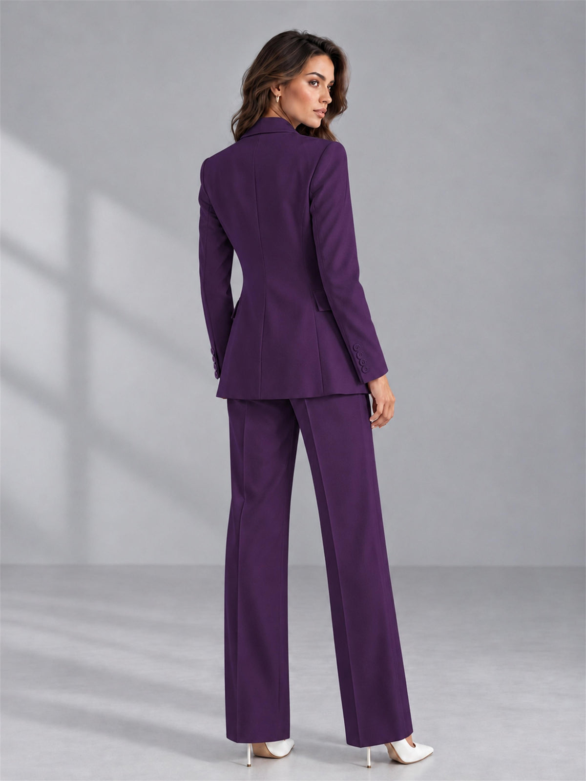 Dark Purple 2 Pieces Tailored Fit Double Breasted Women's Suits
