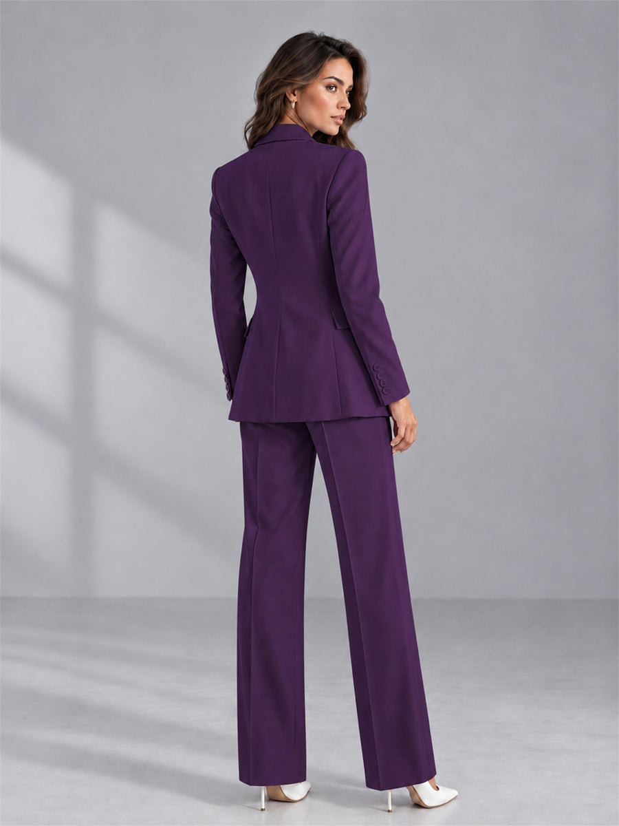 Dark Purple 2 Pieces Tailored Fit Double Breasted Women's Suits