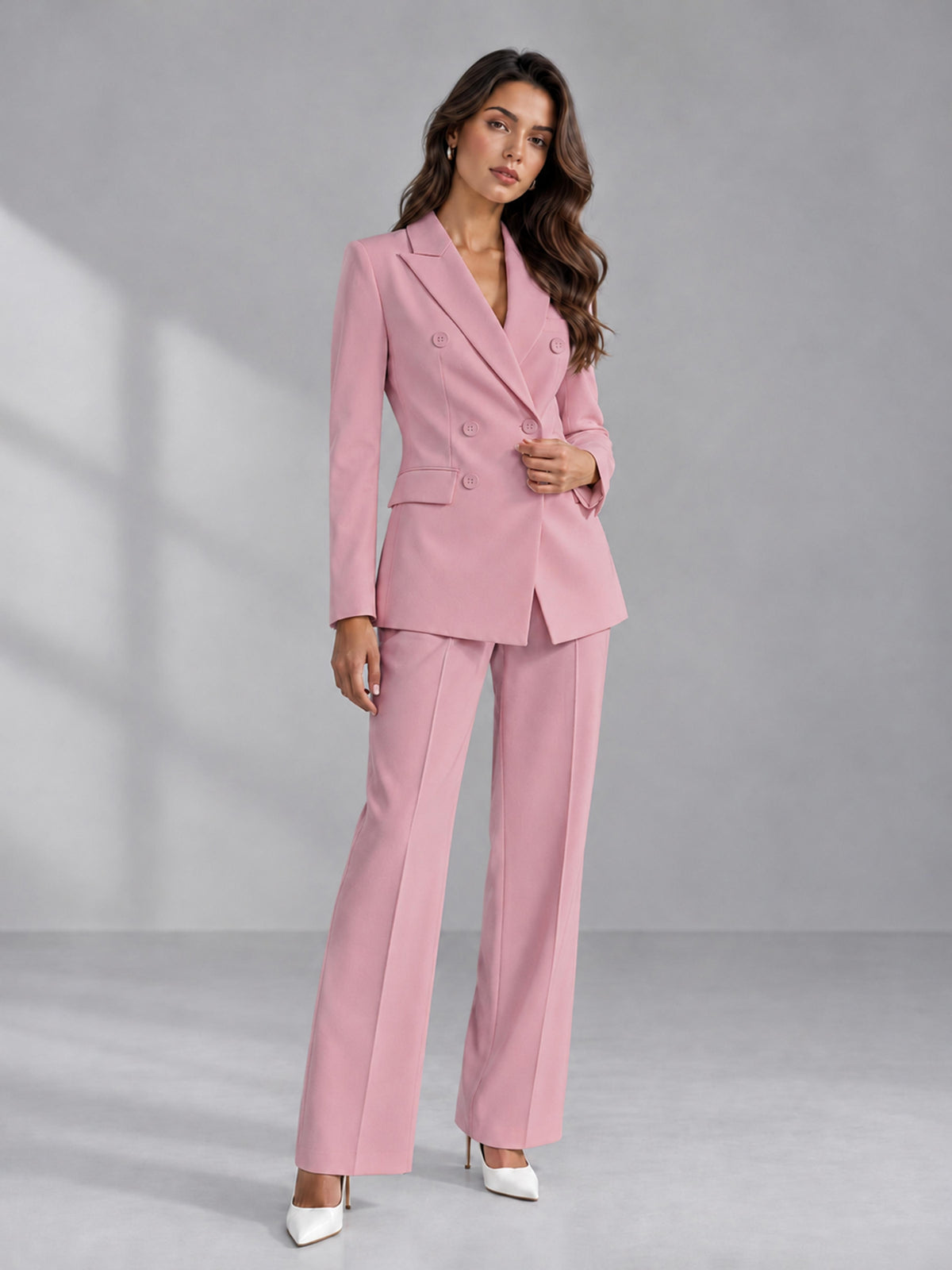 Dusty Rose 2 Pieces Tailored Fit Double Breasted Women's Suits