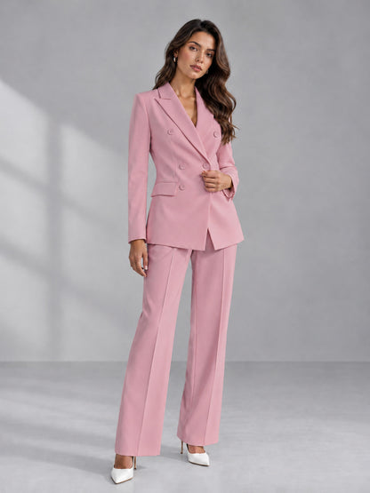 Dusty Rose 2 Pieces Tailored Fit Double Breasted Women's Suits