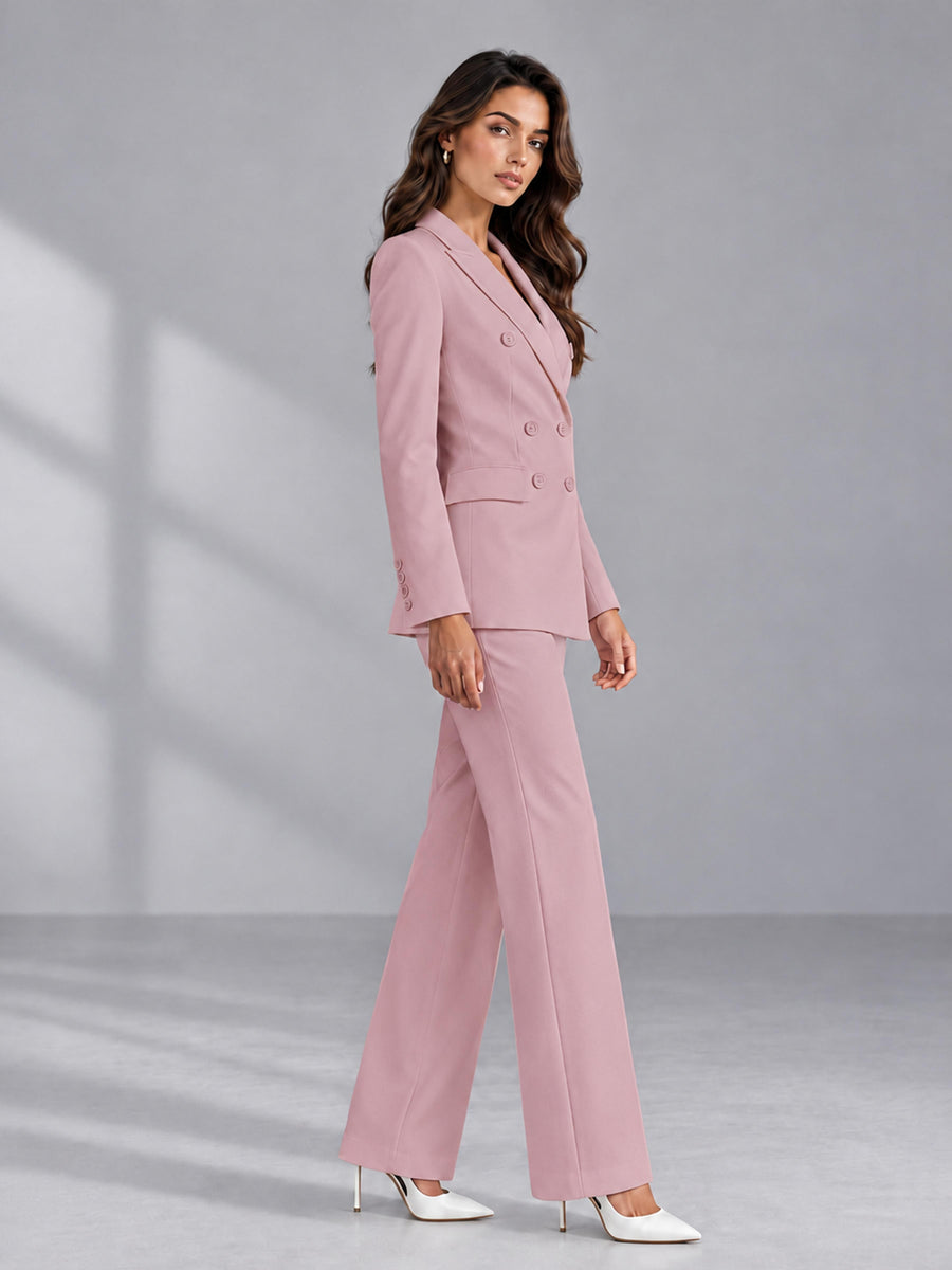 Dusty Rose 2 Pieces Tailored Fit Double Breasted Women's Suits