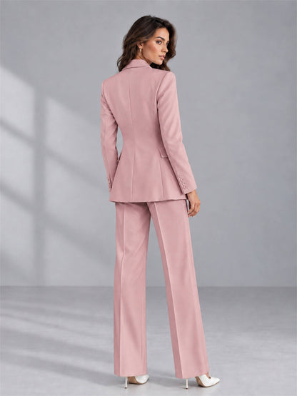 Dusty Rose 2 Pieces Tailored Fit Double Breasted Women's Suits