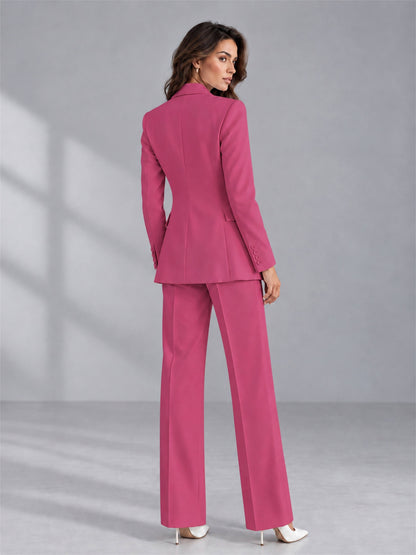 Hot Pink 2 Pieces Tailored Fit Double Breasted Women's Suits
