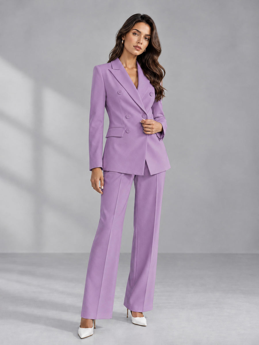 Lilac 2 Pieces Tailored Fit Double Breasted Women's Suits