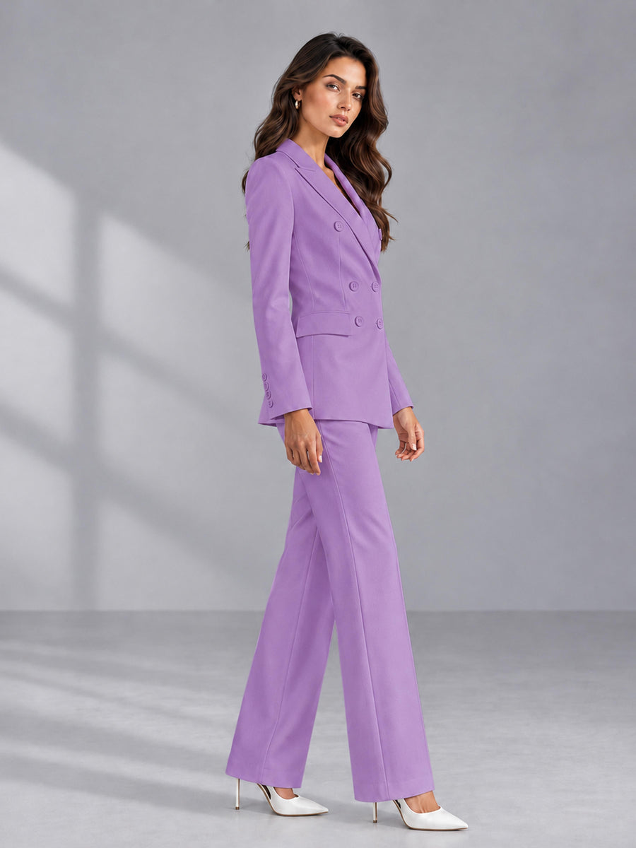 Lilac 2 Pieces Tailored Fit Double Breasted Women's Suits