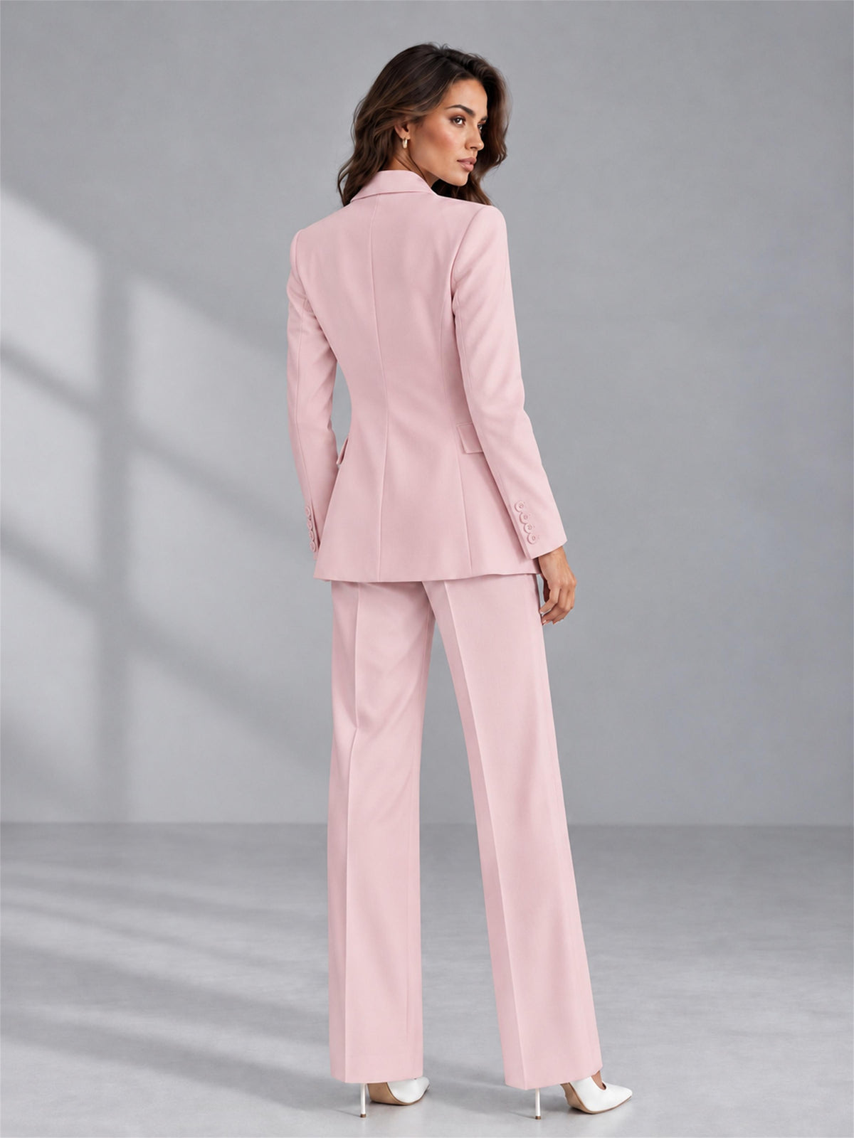 Pink 2 Pieces Tailored Fit Double Breasted Women's Suits