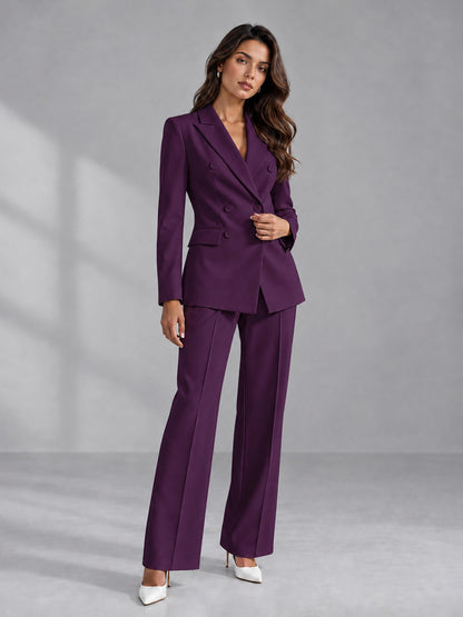 Plum 2 Pieces Tailored Fit Double Breasted Women's Suits