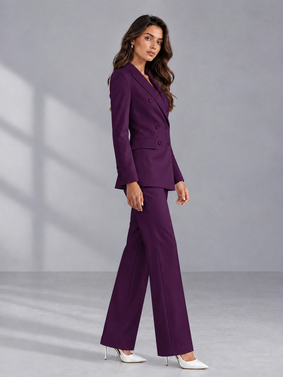 Plum 2 Pieces Tailored Fit Double Breasted Women's Suits