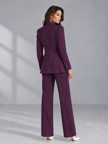Plum 2 Pieces Tailored Fit Double Breasted Women's Suits
