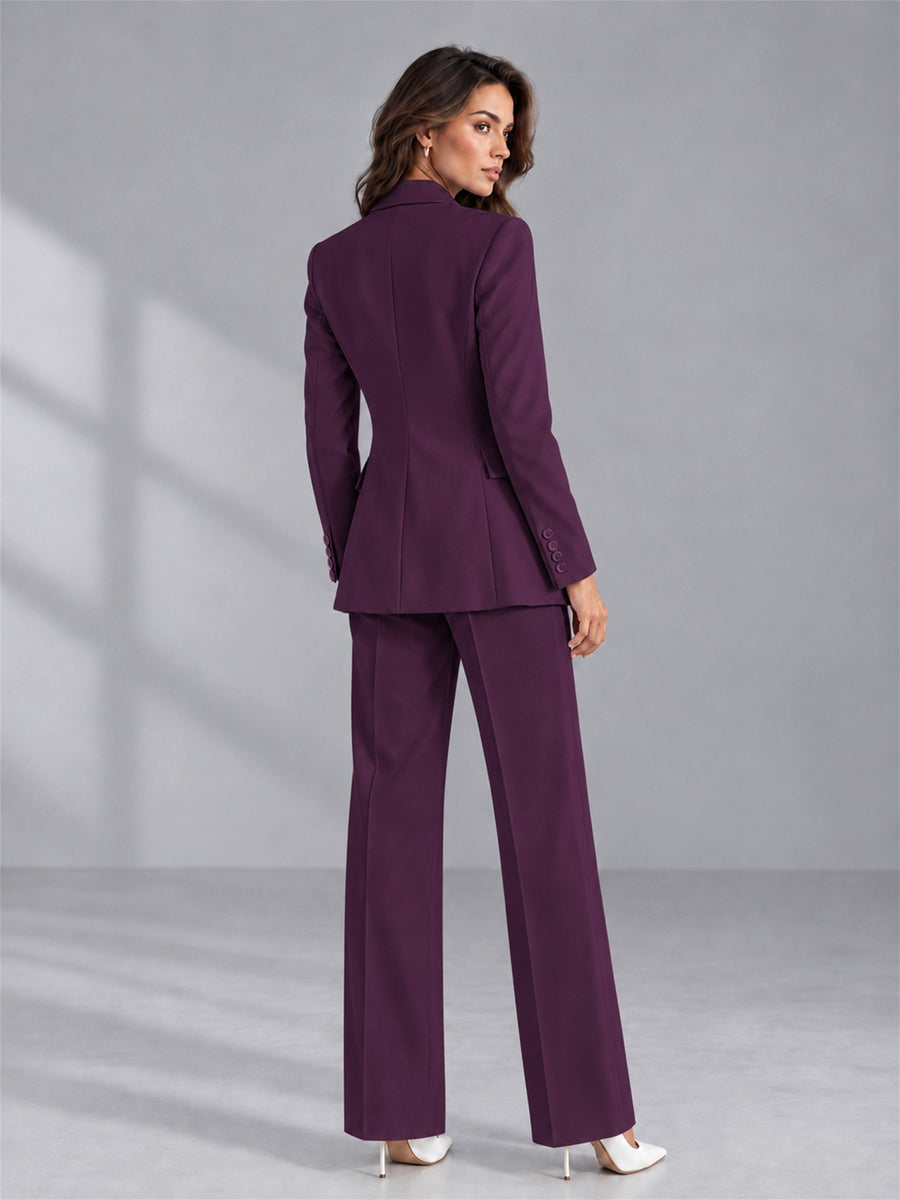 Plum 2 Pieces Tailored Fit Double Breasted Women's Suits
