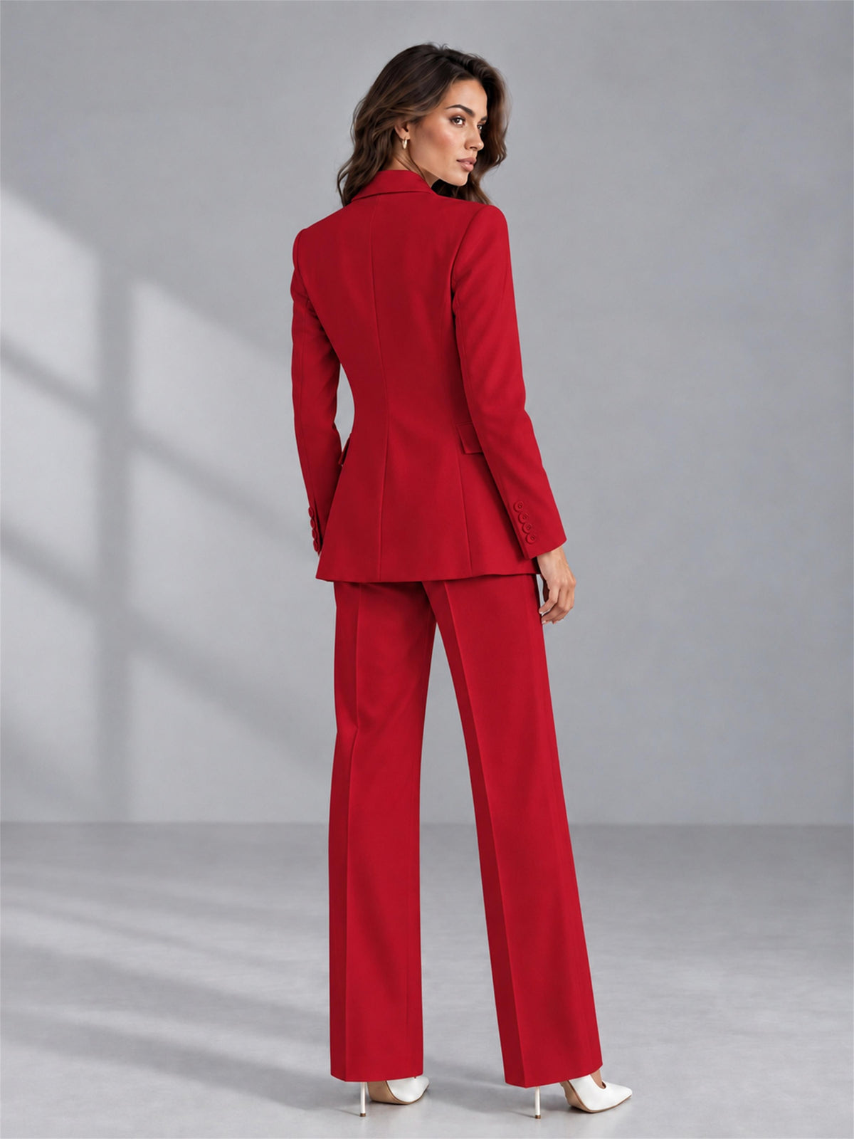 Red 2 Pieces Tailored Fit Double Breasted Women's Suits