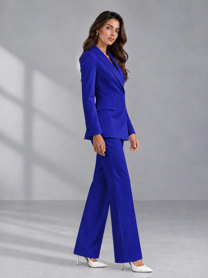 Royal Blue 2 Pieces Tailored Fit Double Breasted Women's Suits